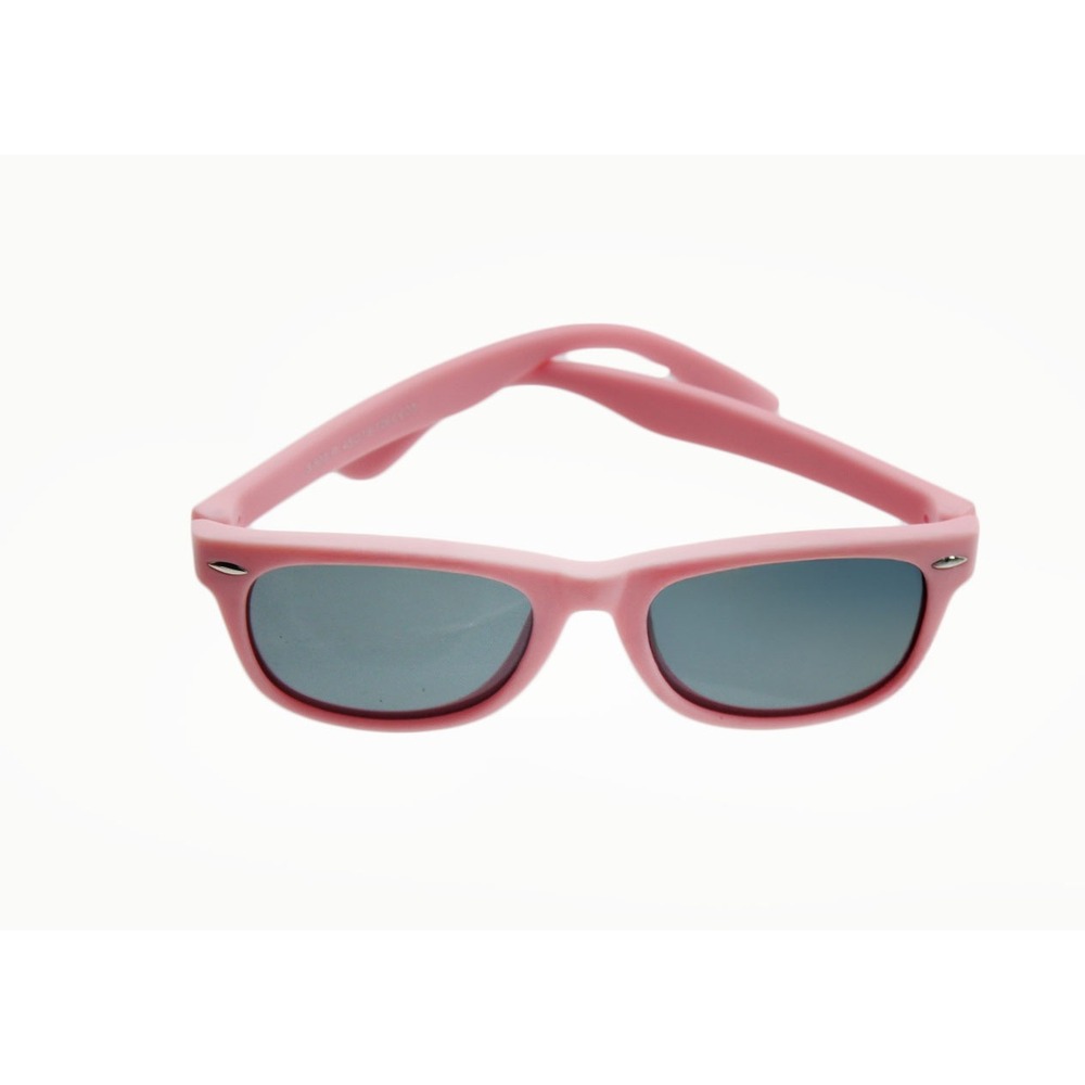 Debuff Kids Flexible Sunglasses Pink Matte Wayfarer Style with Pouch
